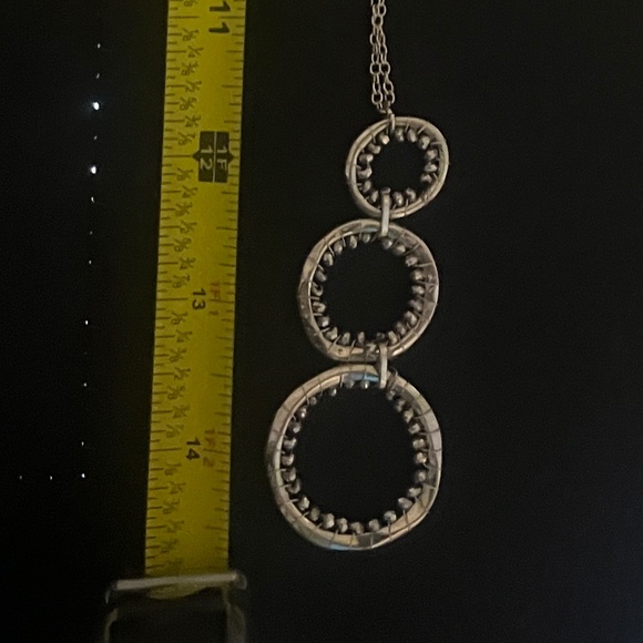 Triple Circles Pendant sparkle silver Necklace - Picture 2 of 3